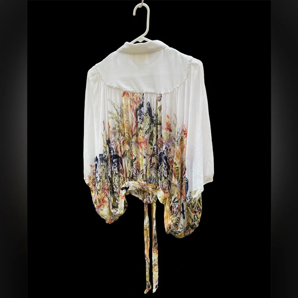 Anthropologie Maeve Portia Floral SemiSheer Blouse Size M/L - Picture 2 of 7